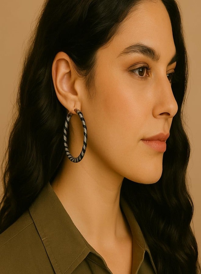 ZENCHEER Round Dangle Hoop Clip On Earrings for Women - 80s 90s Retro Leopard Pattern Big Circle Earrings Clips for Non-Pierced Ears Statement Jewelry Gifts (Gold) - Image 3